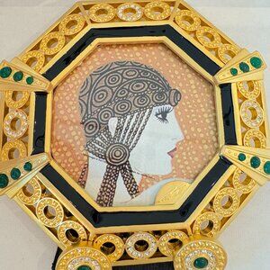 Authentic Erté Sevenarts Ltd. jeweled octagonal photo frame – rare Art Deco gold